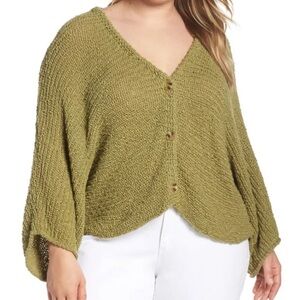 BP Nordstrom Dolman Sleeve Button Front Olive Green Cardigan 2X
